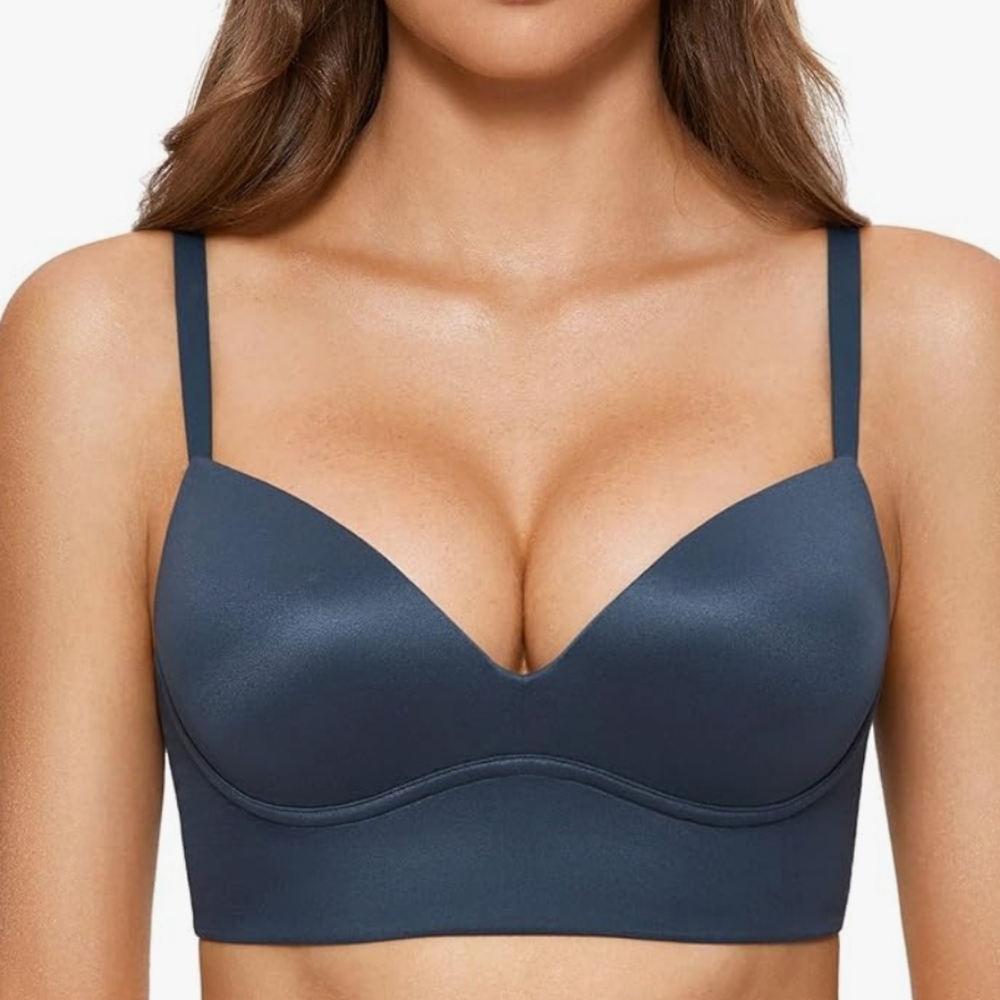 Dobreva Push Up Wireless Plunge Padded T Shirt Bralette Bra Sargasso 40D NWT